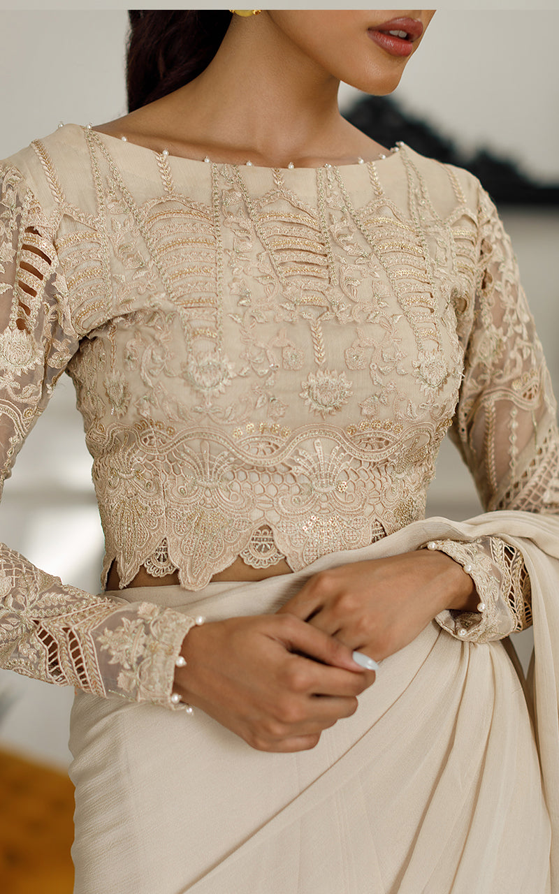 Unstitched Embroidered Saree