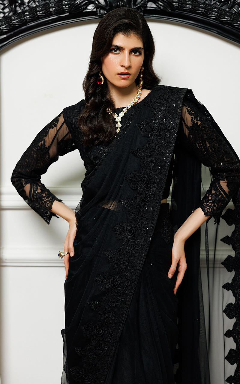 Unstitched Midnight Noir Saree