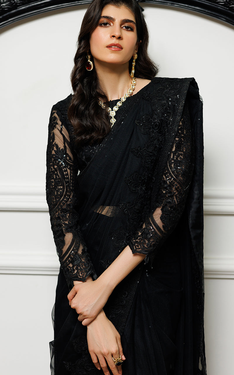 Unstitched Midnight Noir Saree