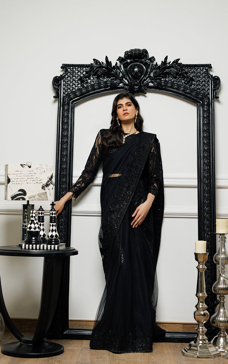 Unstitched Midnight Noir Saree