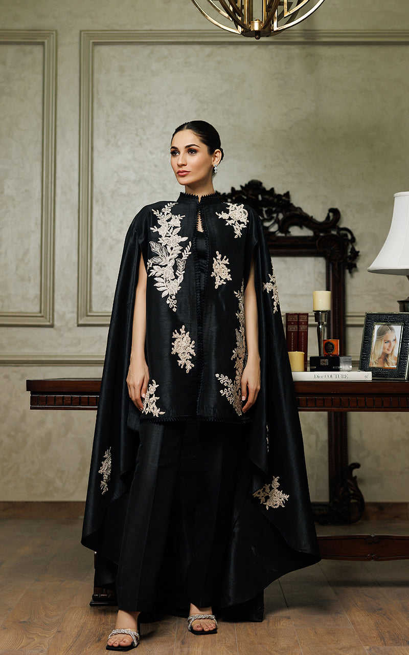 Embroidered Cape With Trouser