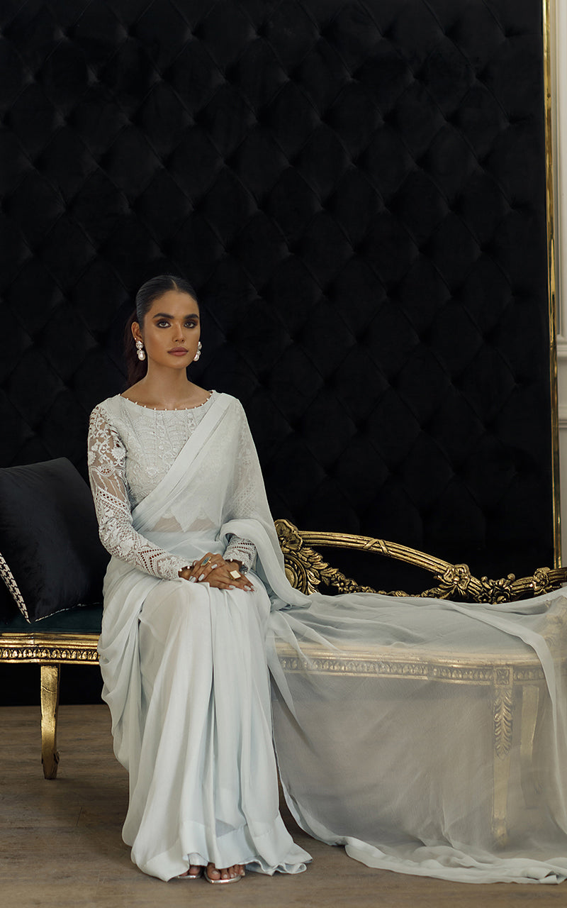 Unstitched Embroidered Saree